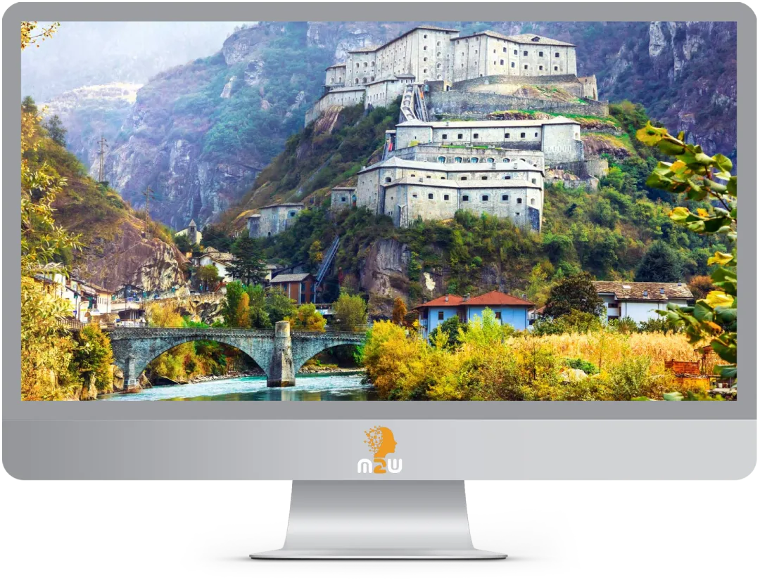 Computer con Immagine di Aosta che mostra il servizio di Realizzazione Siti Web Aosta