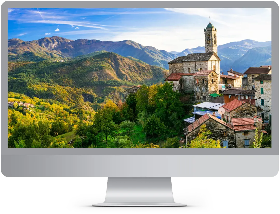 Computer con Immagine dell'Emilia Romagna che mostra il servizio di realizzazione siti web Emilia Romagna