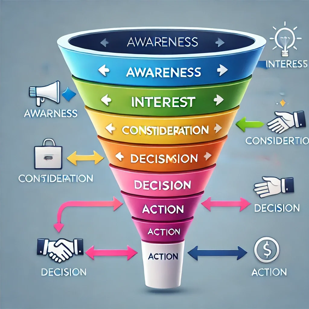 Illustrazione di un funnel di vendita