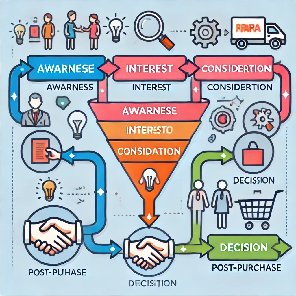 Illustrazione delle fasi di un funnel